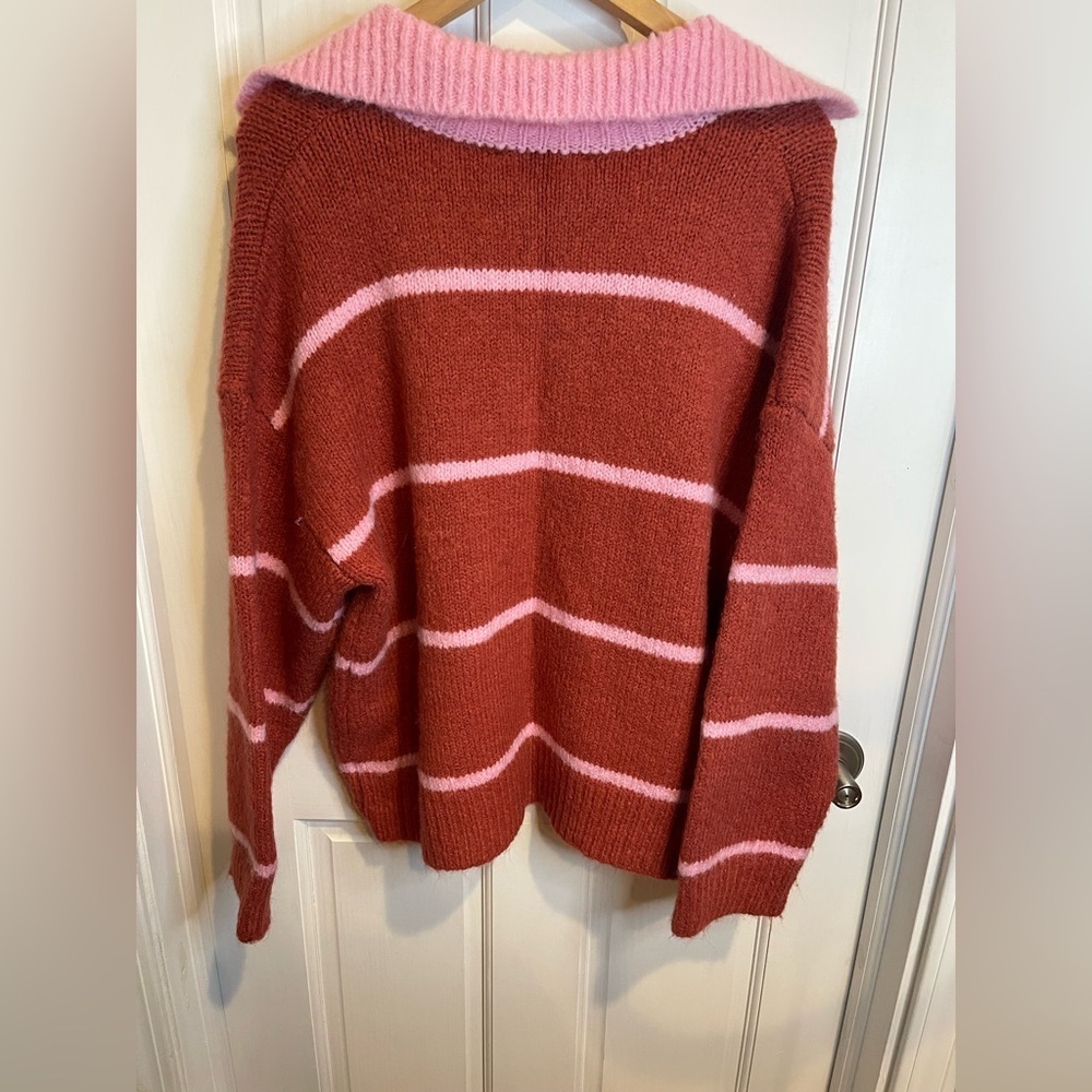 Grey Bandit Women's Striped Sweater - Red and Pink M - Picture 4 of 4